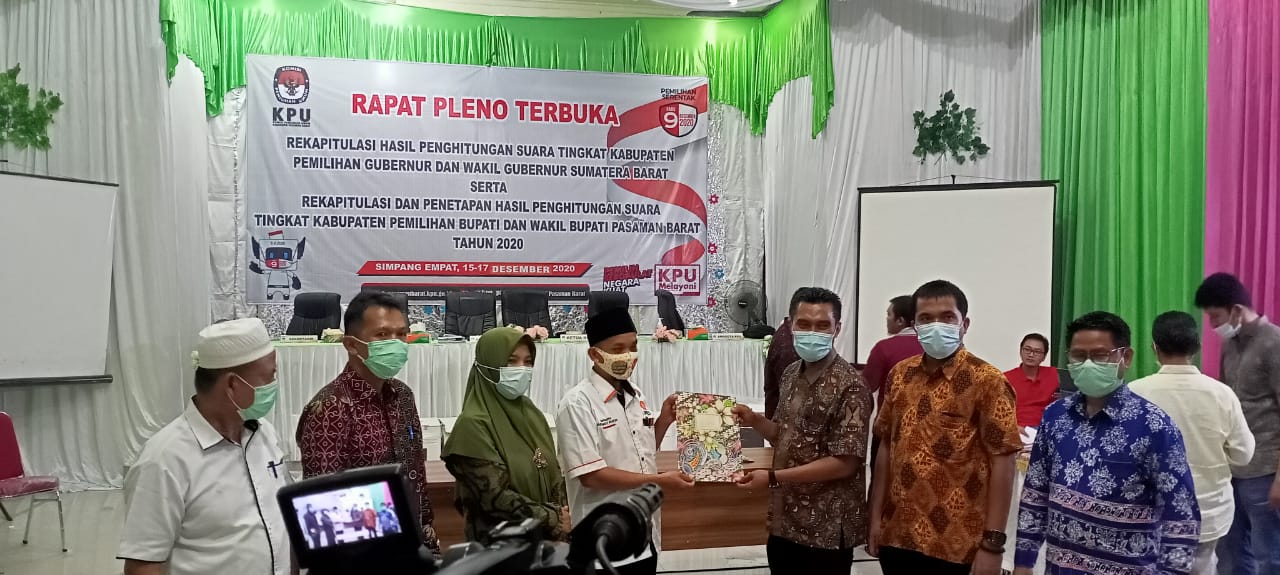 Penetapan Hasil Rapat Pleno Terbuka Rekapitulasi Hasil Penghitungan dan Perolehan Suara Pemilihan Umum Kepala Daerah tahun 2020 tingkat Kabupaten Pasaman Barat